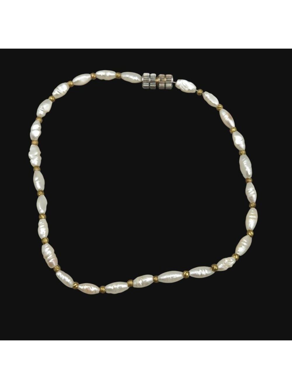 Freshwater Pearl Bracelet Anklet With Spacer Beads Barrel Clasp 8.75 Inch